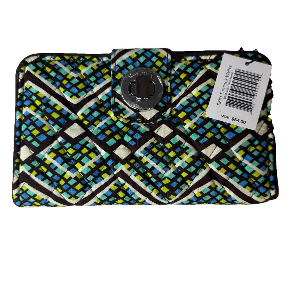Vera Bradley RFID Turnlock Wallet Rain Forest Zip Clutch Purse NWT